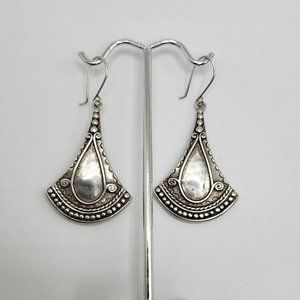 VINTAGE MEXICAN STERLING 925 SILVER STAMPED GHEAUI DROP PIERCED EARRINGS